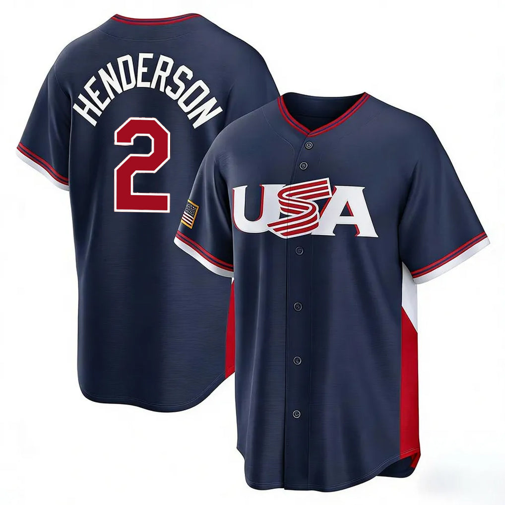 Fenge B.Orioles #2 Gunnar Henderson Player Navy USA 2026 World Classic Home Game Stitched Jerseys