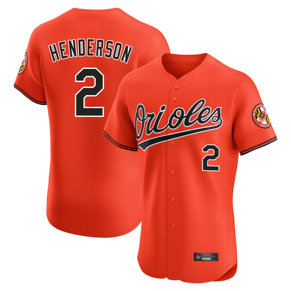 Fenge B.Orioles #2 Gunnar Henderson Player Orange Limited Elite Home Game Stitched Jerseys
