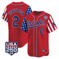 Fenge B.Orioles #2 Gunnar Henderson Player Red USA 250 Independence Day Vapor Premier Limited Home Game Stitched Jerseys