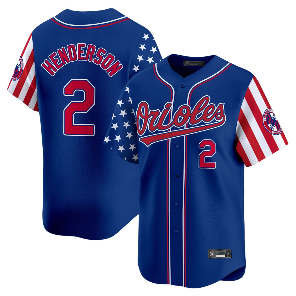 Fenge B.Orioles #2 Gunnar Henderson Player Royal Independence Day Vapor Premier Limited Home Game Stitched Jerseys
