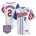 Fenge B.Orioles #2 Gunnar Henderson Player White USA 250 Independence Day Vapor Premier Home Game Stitched Jerseys