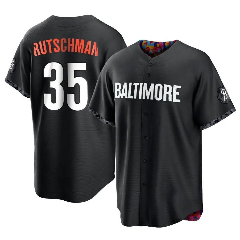 Fenge B.Orioles #35 Adley Rutschman Black City Connect Home Game Stitched Jerseys