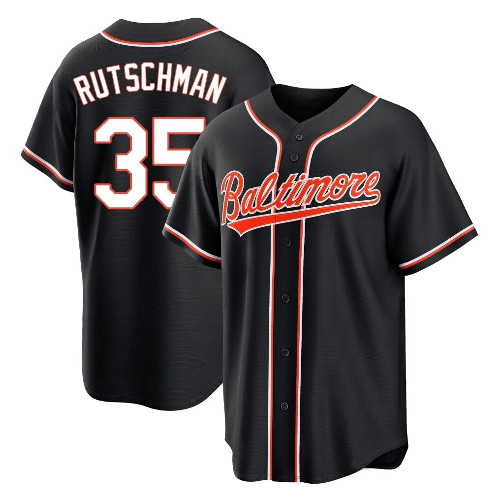 Fenge B.Orioles #35 Adley Rutschman Black Out Home Game Stitched Jerseys