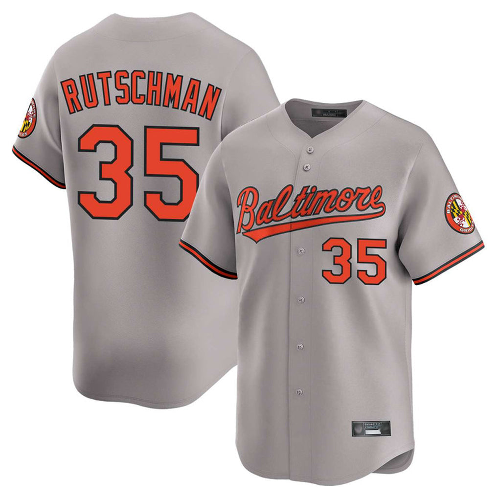 Fenge B.Orioles #35 Adley Rutschman Player Gray Home Game Stitched Jerseys