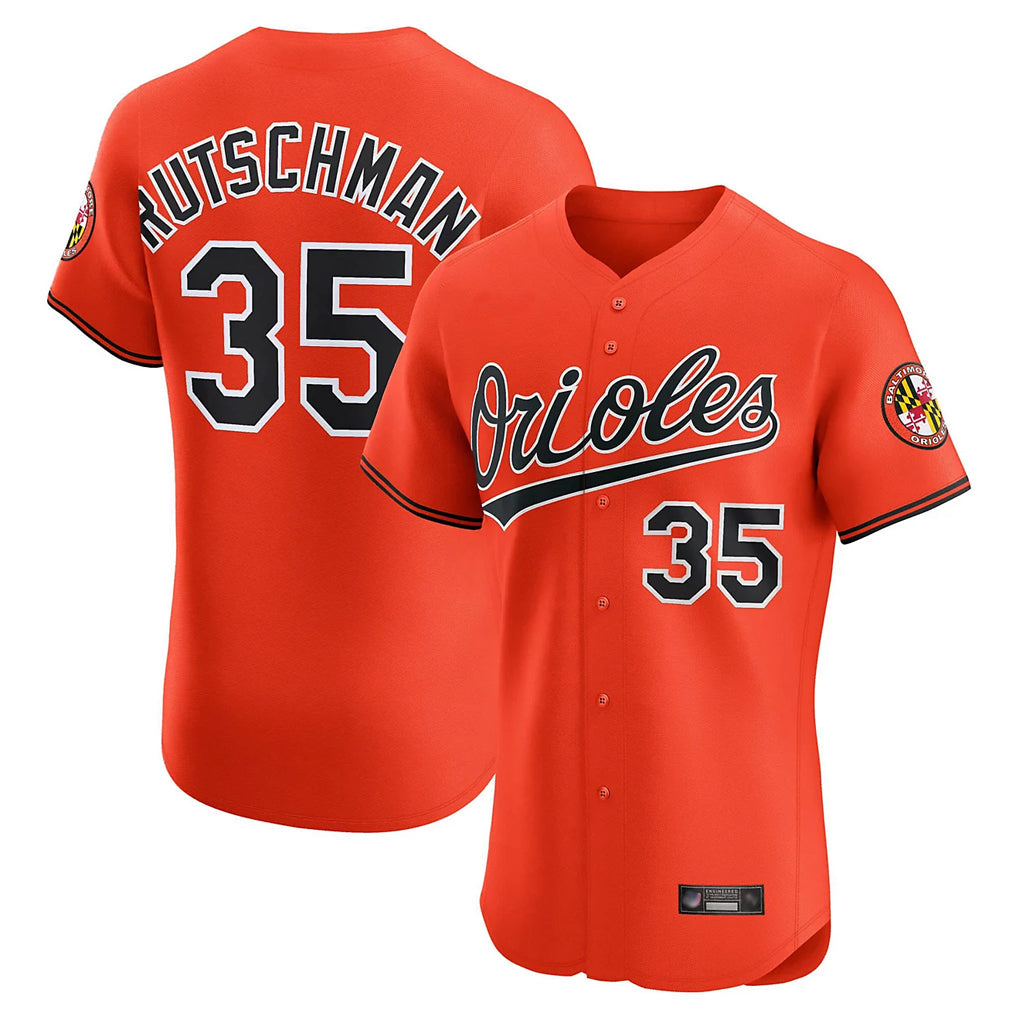 Fenge B.Orioles #35 Adley Rutschman Orange T-shirt Limited Home Game Stitched Jerseys