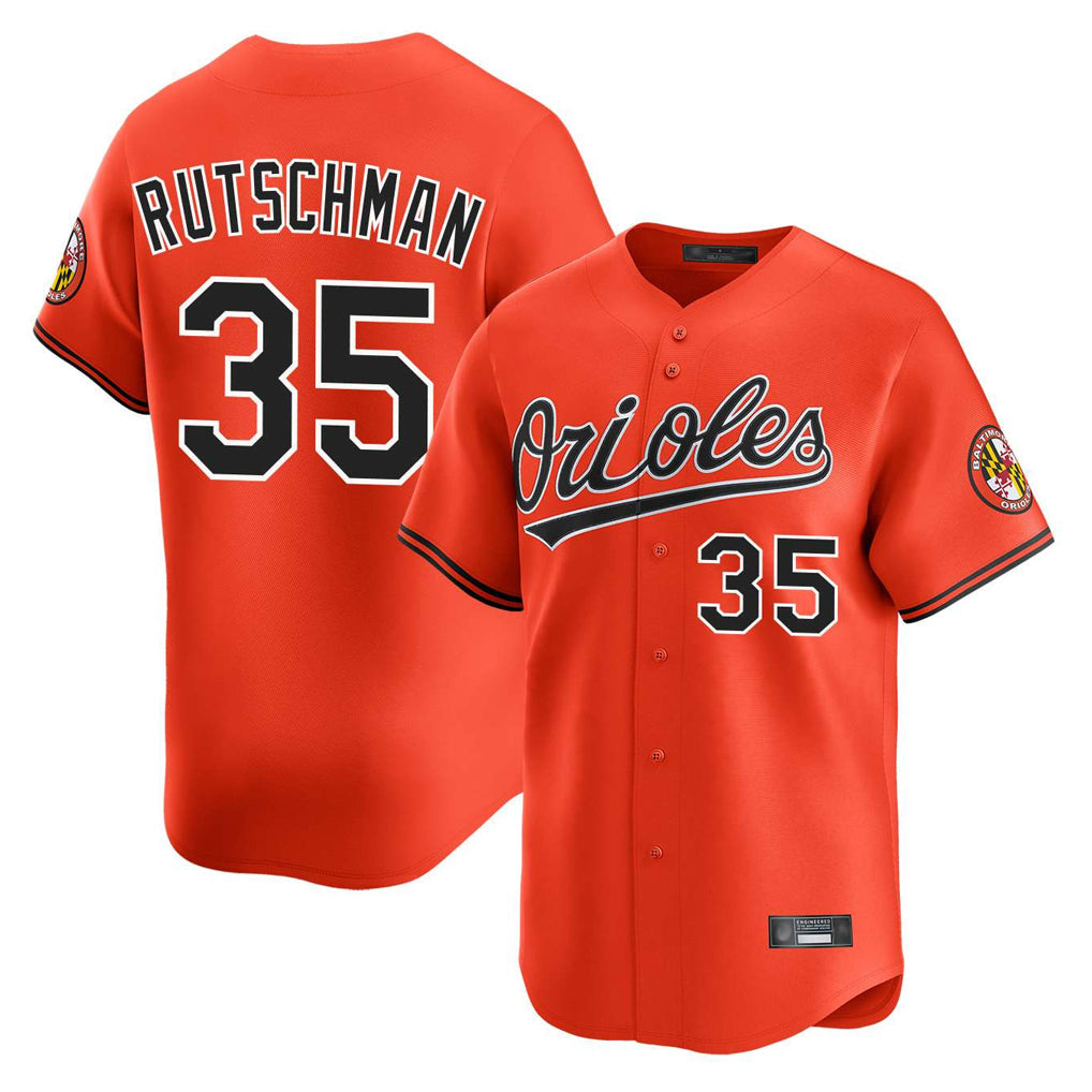 Fenge B.Orioles #35 Adley Rutschman Orange Limited Home Game Stitched Jerseys