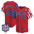 Fenge B.Orioles #35 Adley Rutschman Player Red USA 250 Independence Day Vapor Premier Limited Home Game Stitched Jerseys