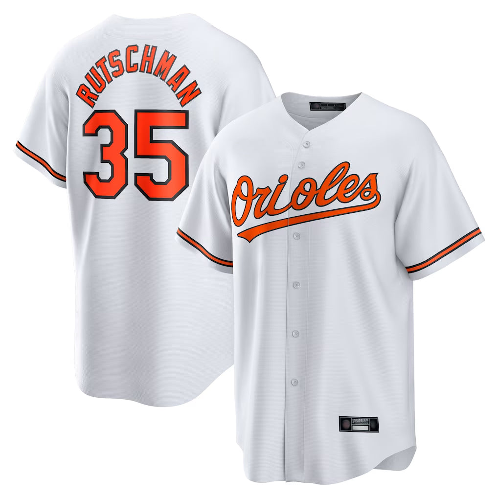 Fenge B.Orioles #35 Adley Rutschman Player White Home Game Stitched Jerseys