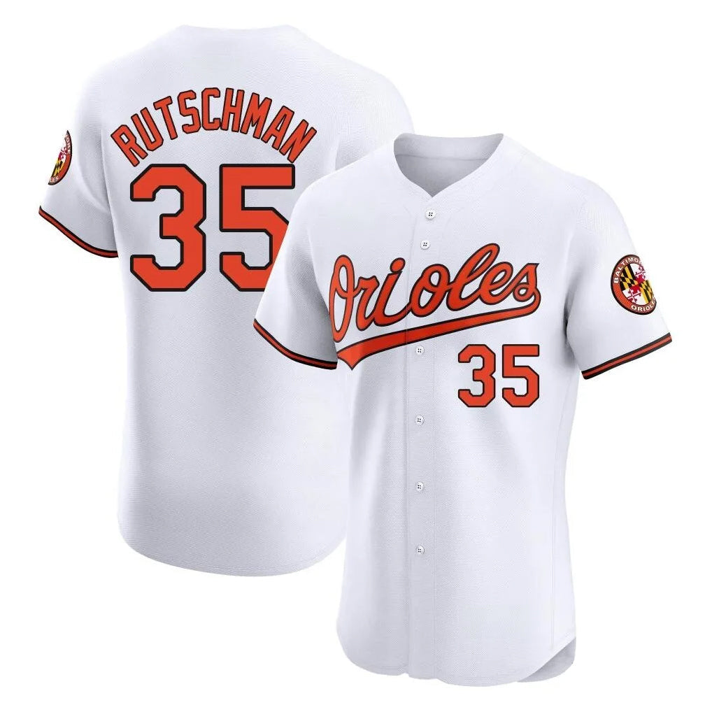Fenge B.Orioles #35 Adley Rutschman White Limited Elite Home Game Stitched Jerseys