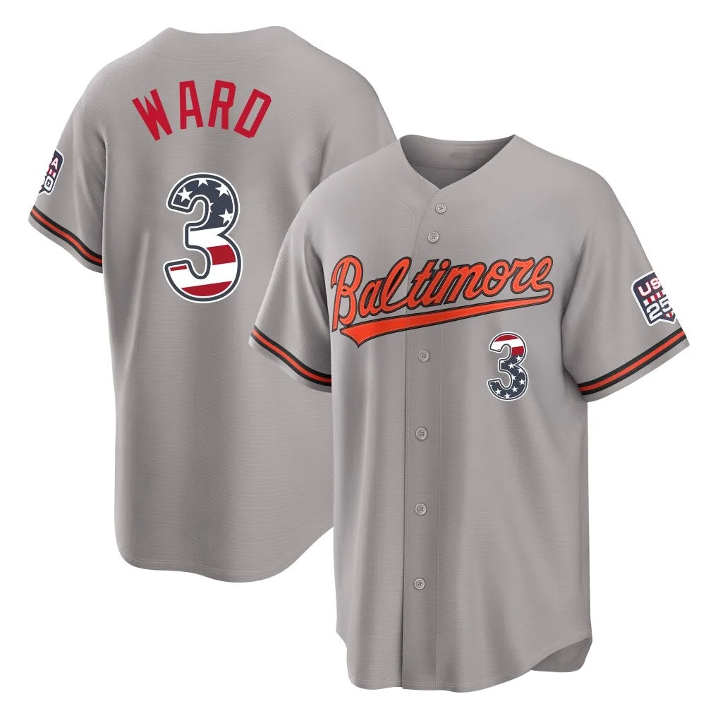 Fenge B.Orioles #3 Taylor Ward Player Gray USA 250 Fourth of July Home Game Stitched Jerseys