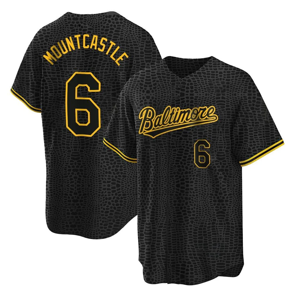 Fenge B.Orioles #6 Ryan Mountcastle Player Black Snake Skin City Home Game Stitched Jerseys