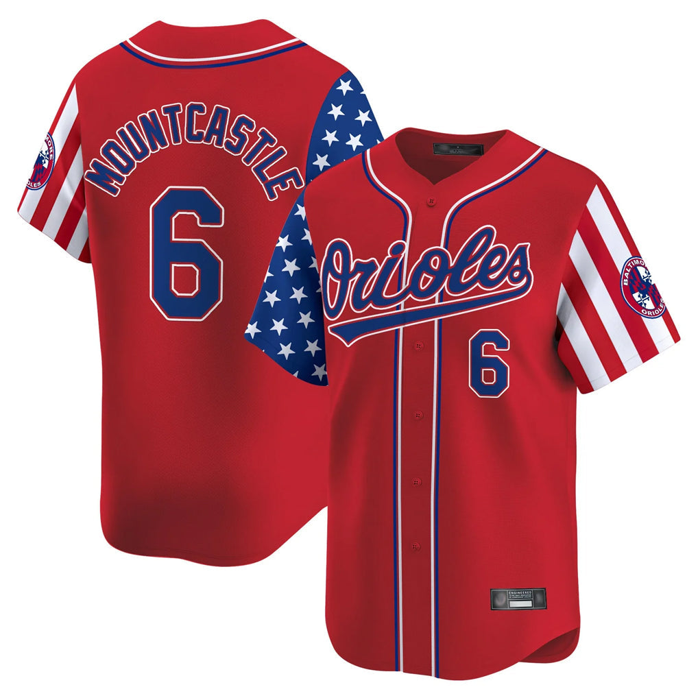 Fenge B.Orioles #6 Ryan Mountcastle Player Red Independence Day Vapor Premier Limited Home Game Stitched Jerseys