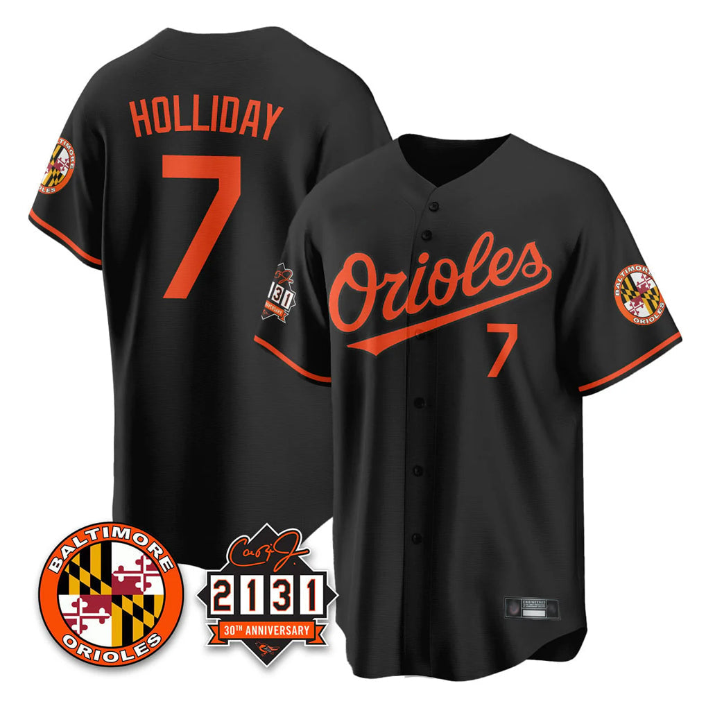Fenge B.Orioles #7 Jackson Holliday Player Black 30th Anniversary of 2131 Home Game Stitched Jerseys