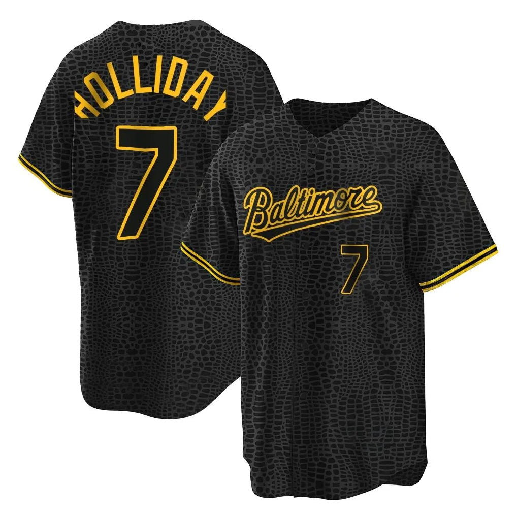 Fenge B.Orioles #7 Jackson Holliday Player Black Snake Skin City Home Game Stitched Jerseys