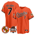 Fenge B.Orioles #7 Jackson Holliday Player Orange 30th Anniversary of 2131 Home Game Stitched Jerseys