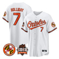 Fenge B.Orioles #7 Jackson Holliday Player White 30th Anniversary of 2131 Home Game Stitched Jerseys
