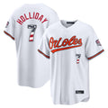 Fenge B.Orioles #7 Jackson Holliday Player White USA 250 Fourth of July Home Game Stitched Jerseys