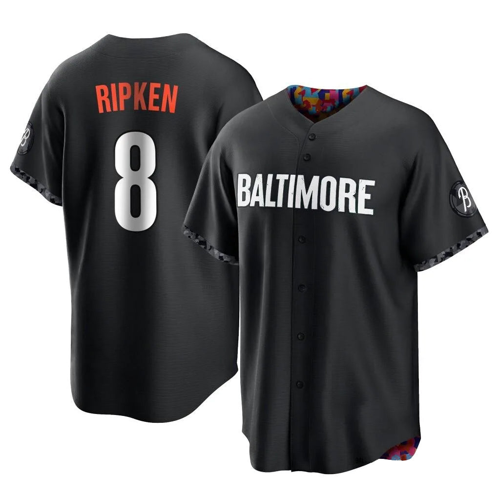 Fenge B.Orioles #8 Cal Ripken Player Black City Connect Home Game Stitched Jerseys