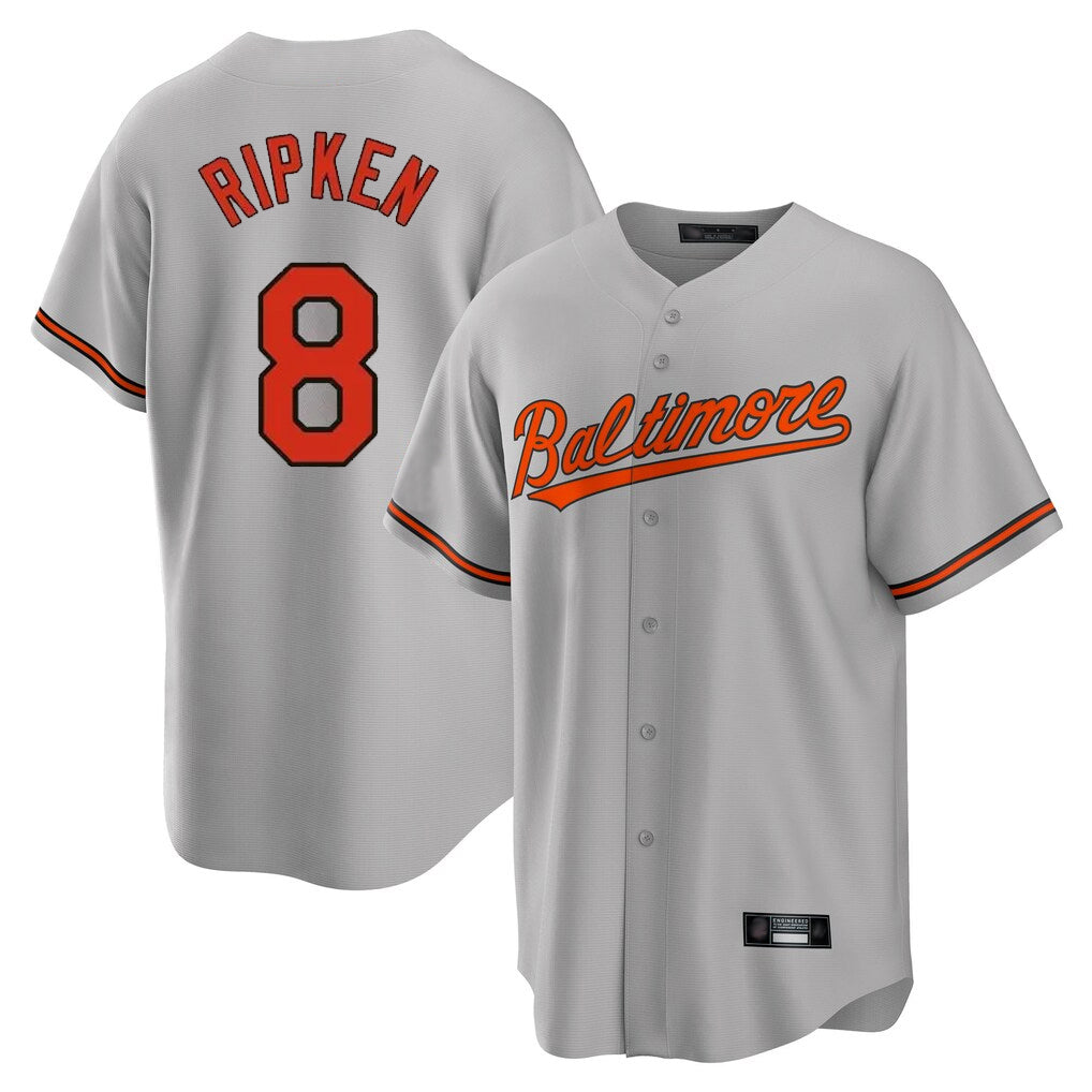 Fenge B.Orioles #8 Cal Ripken Player Gray Home Game Stitched Jerseys