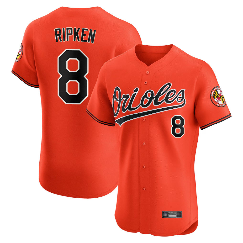 Fenge B.Orioles #8 Cal Ripken Player Orange Limited Elite Home Game Stitched Jerseys