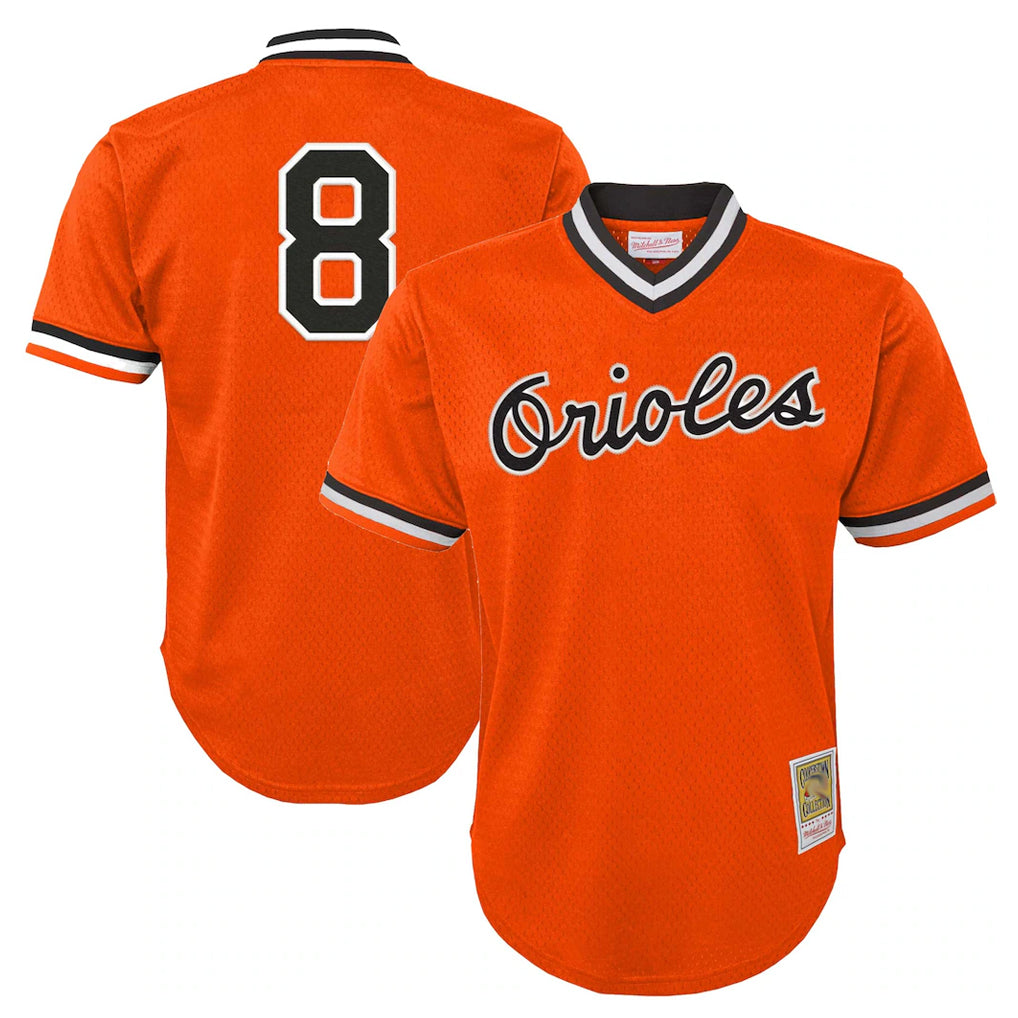 Fenge B.Orioles #8 Cal Ripken Player Orange Mitchell & Ness Cooperstown Collection Mesh T-shirt Game Stitched Jerseys