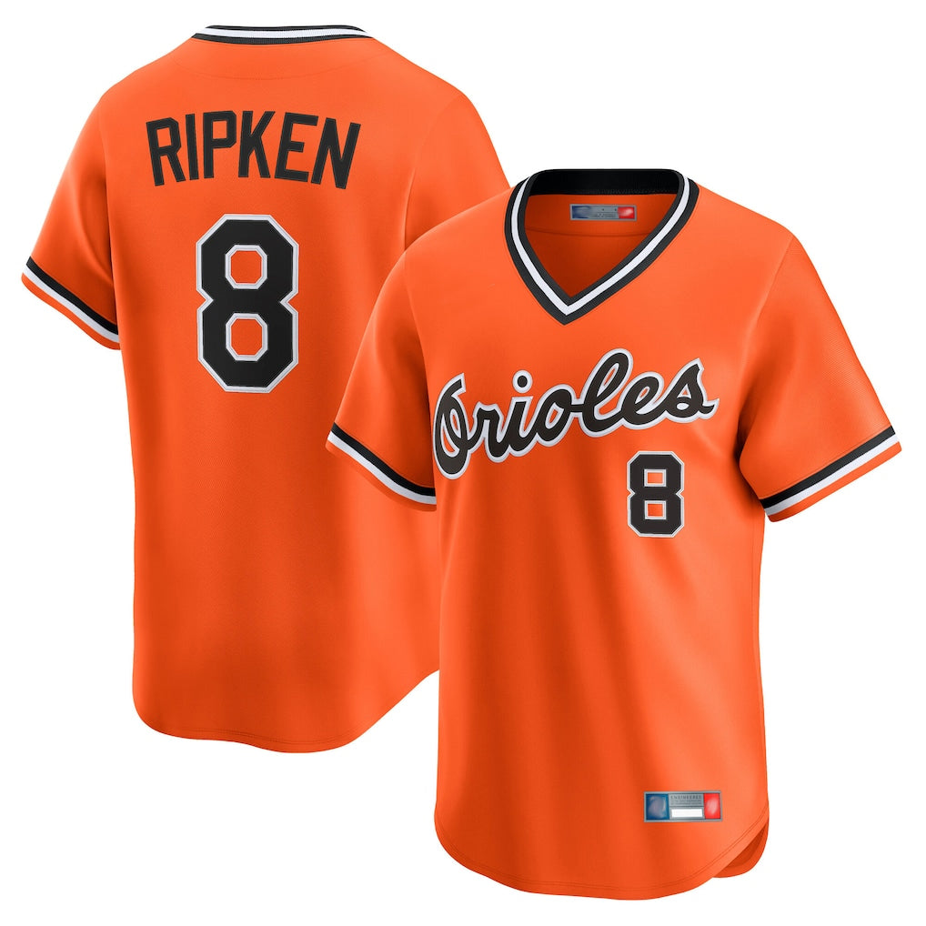 Fenge B.Orioles #8 Cal Ripken Player Orange T-shirt Limited Home Game Stitched Jerseys