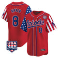 Fenge B.Orioles #8 Cal Ripken Player Red USA 250 Independence Day Vapor Premier Limited Home Game Stitched Jerseys