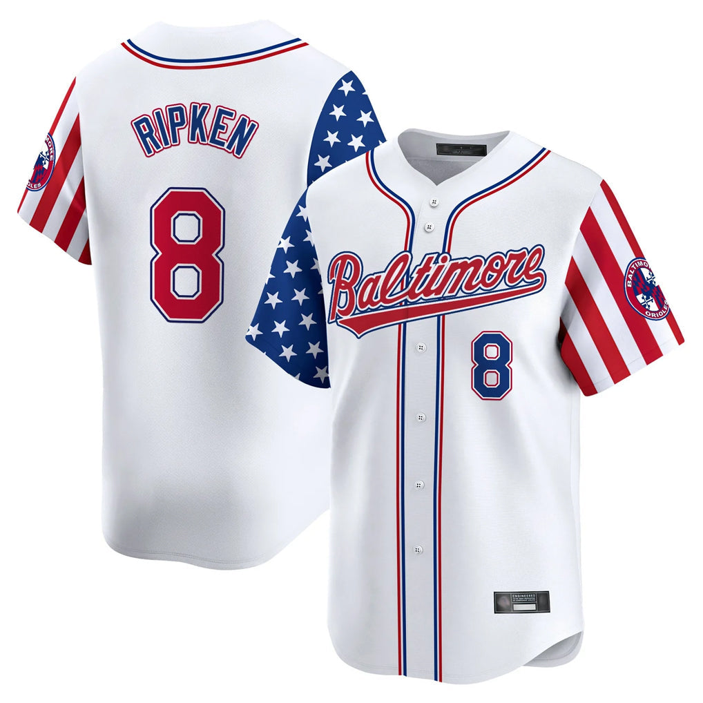 Fenge B.Orioles #8 Cal Ripken Player White Independence Day Vapor Premier Limited Home Game Stitched Jerseys