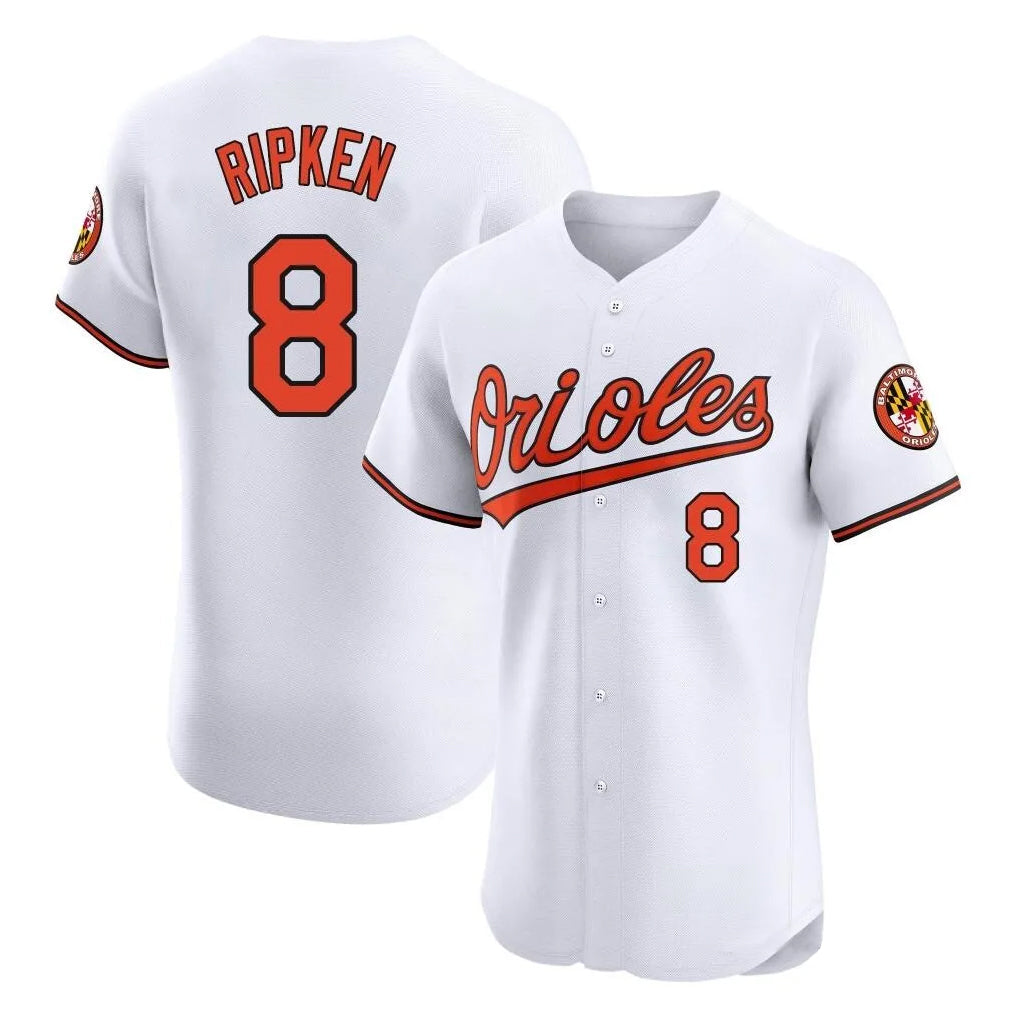 Fenge B.Orioles #8 Cal Ripken Player White Limited Elite Home Game Stitched Jerseys