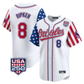 Fenge B.Orioles #8 Cal Ripken Player White USA 250 Independence Day Vapor Premier Home Game Stitched Jerseys