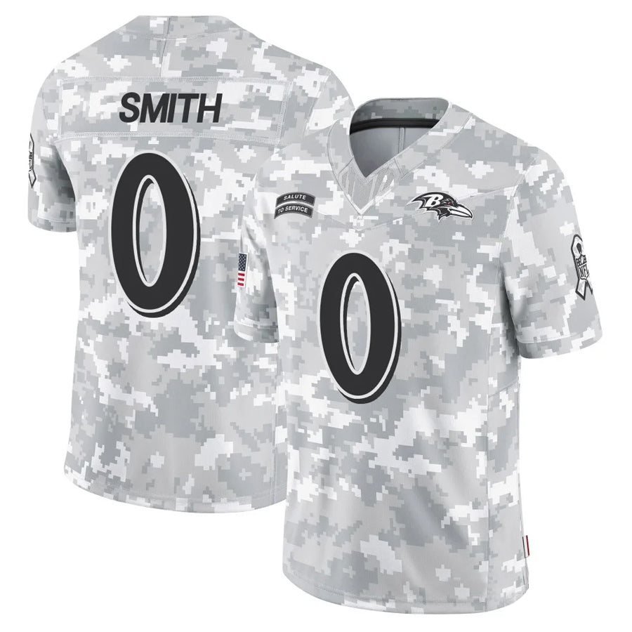 Fenge B.Ravens #0 Roquan Smith Player Arctic Camo Salute to Service Limited Stitched Jerseys