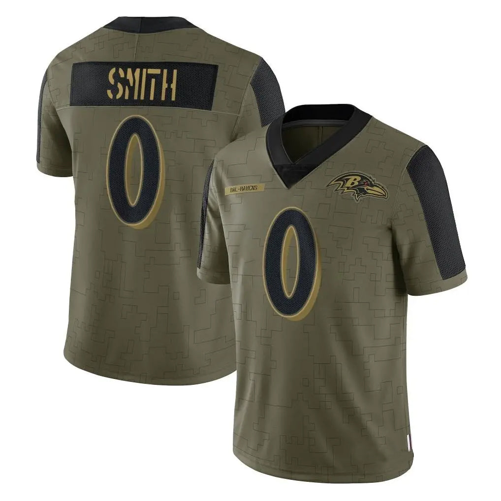 Fenge B.Ravens #0 Roquan Smith Player Olive Salute To Service Limited Game Stitched Jerseys