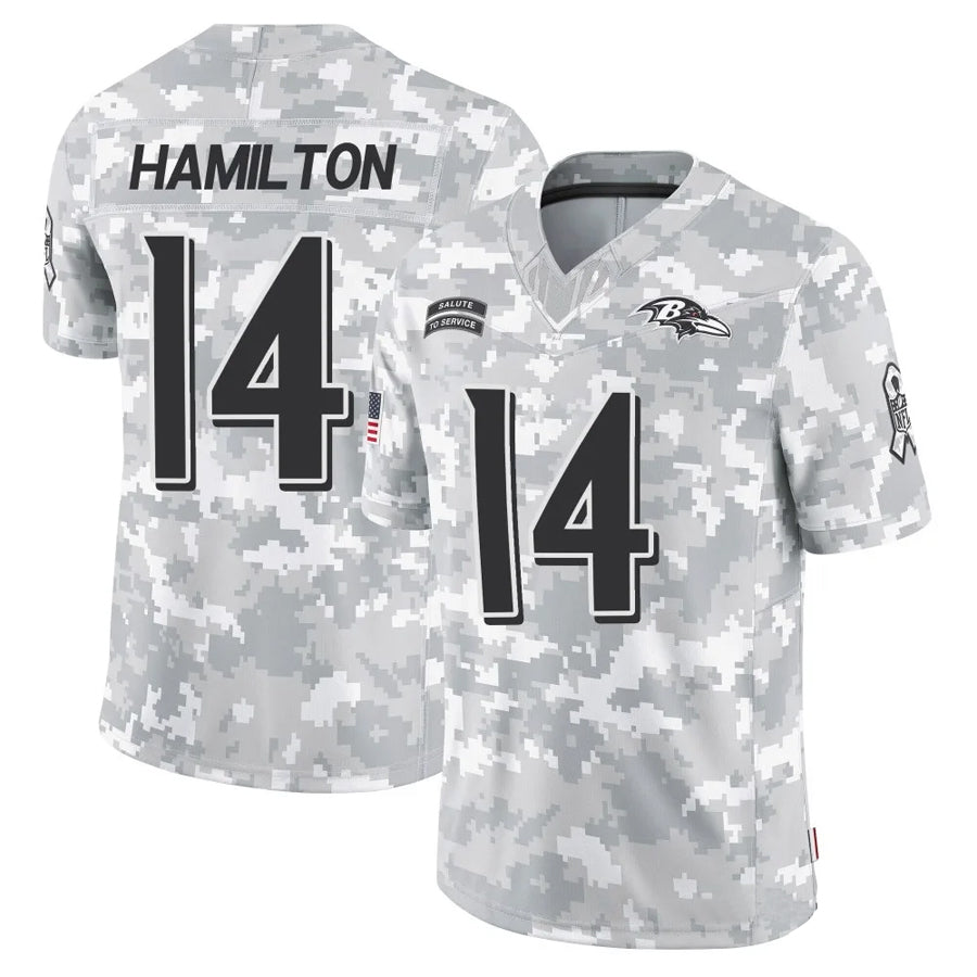 Fenge B.Ravens #14 Kyle Hamilton Player Arctic Camo Salute to Service Limited Stitched Jerseys