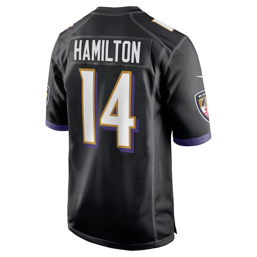 Fenge B.Ravens #14 Kyle Hamilton Player Black Home Game Stitched Jerseys