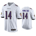 Fenge B.Ravens #14 Kyle Hamilton Player White Home Game Stitched Jerseys
