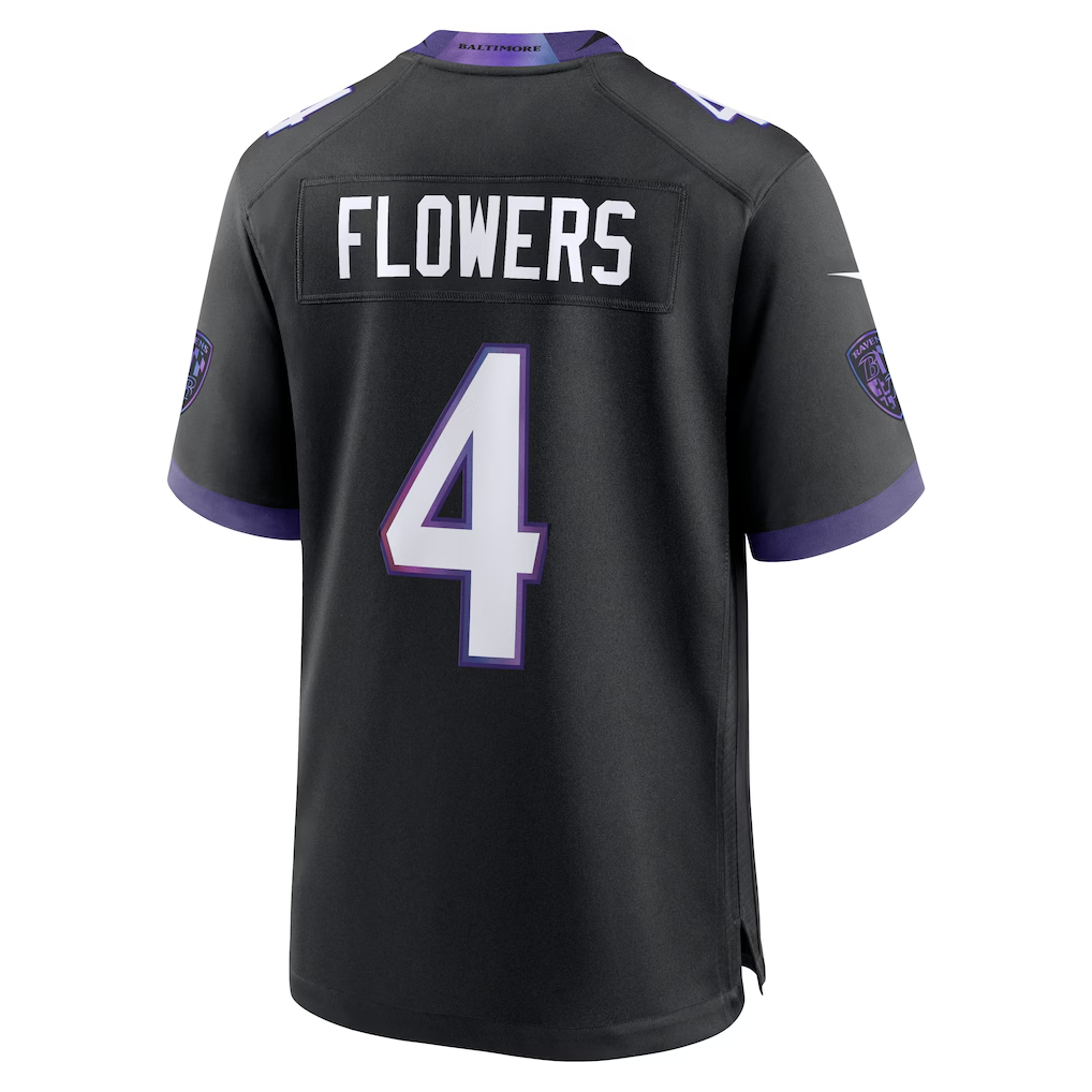 Fenge B.Ravens #4 Zay Flowers Black Alternate Stitched Jerseys