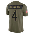 Fenge B.Ravens #4 Zay Flowers Player Olive Salute To Service Limited Home Game Stitched Jerseys