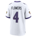 Fenge B.Ravens #4 Zay Flowers White Game Stitched Jerseys