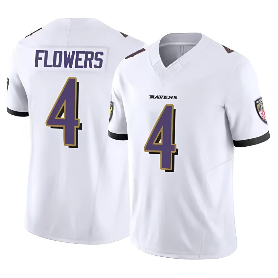 Fenge B.Ravens #4 Zay Flowers Player Vapor F.U.S.E. Limited White Stitched Jerseys