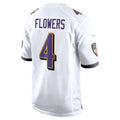 Fenge B.Ravens #4 Zay Flowers Player White Home Game Stitched Jerseys
