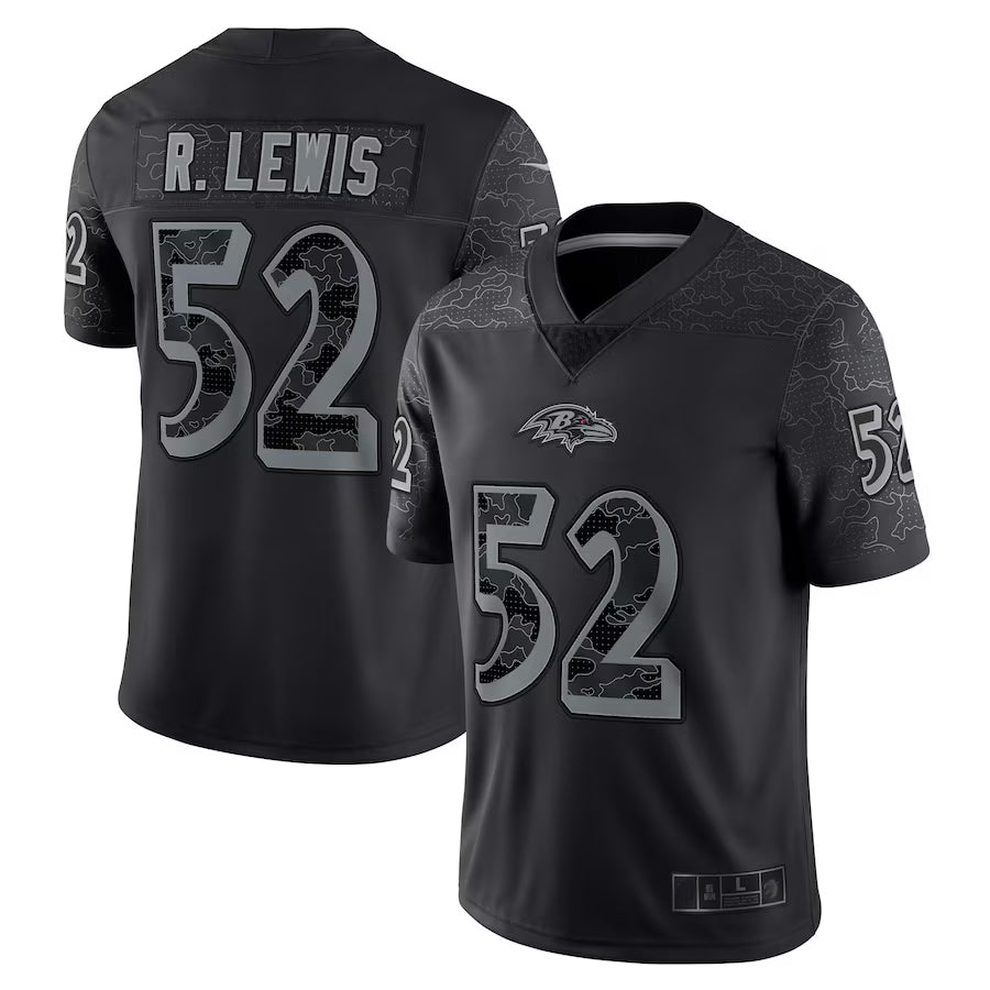 Fenge B.Ravens #52 Ray Lewis Player Black RFLCTV Limited Stitched Jerseys