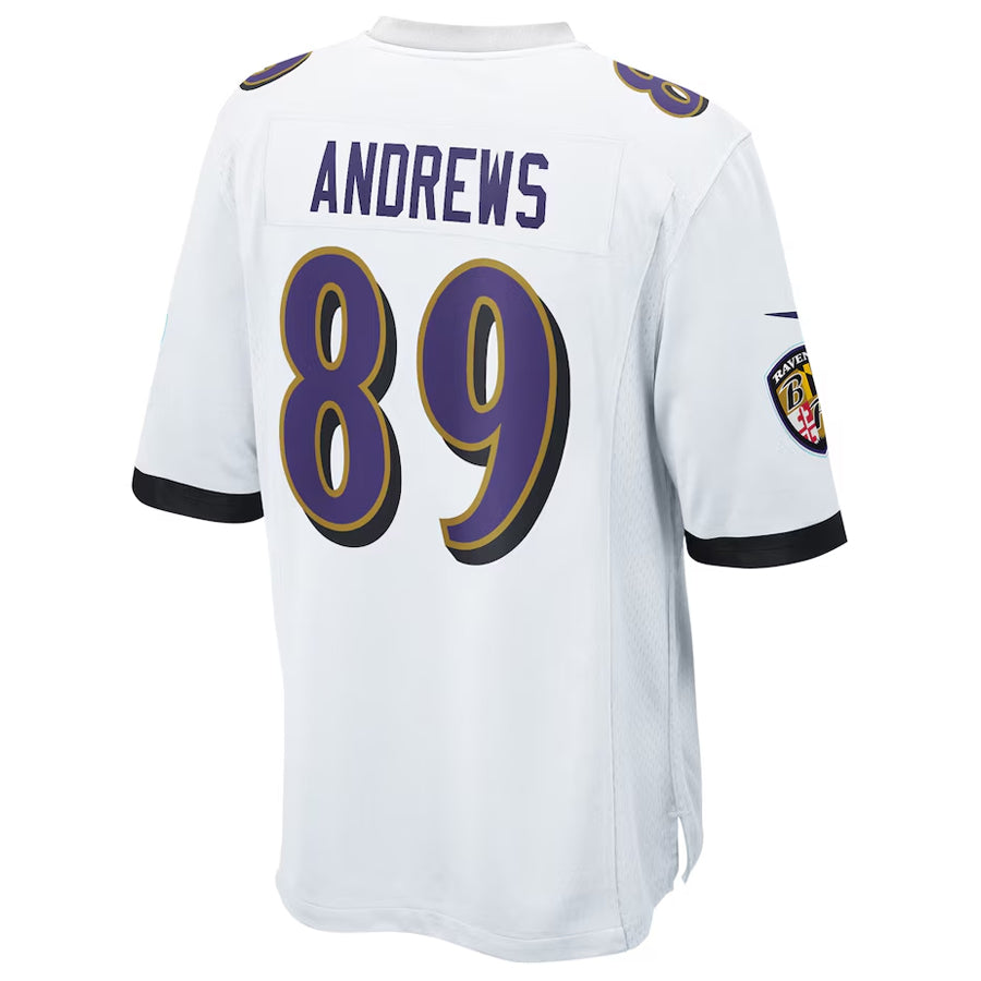 Fenge B.Ravens #89 Mark Andrews Player White Replica Game Stitched Jerseys