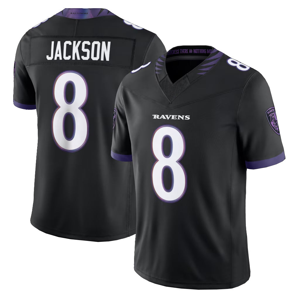 Fenge B.Ravens #8 Lamar Jackson Player Black Limited Elite Home Game Stitched Jerseys