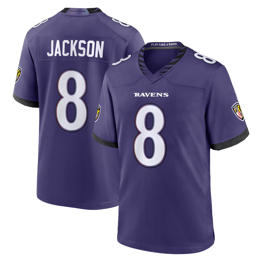 Fenge B.Ravens #8 Lamar Jackson Player Purple Home Game Stitched Jerseys