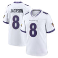 Fenge B.Ravens #8 Lamar Jackson Player White Home Game Stitched Jerseys