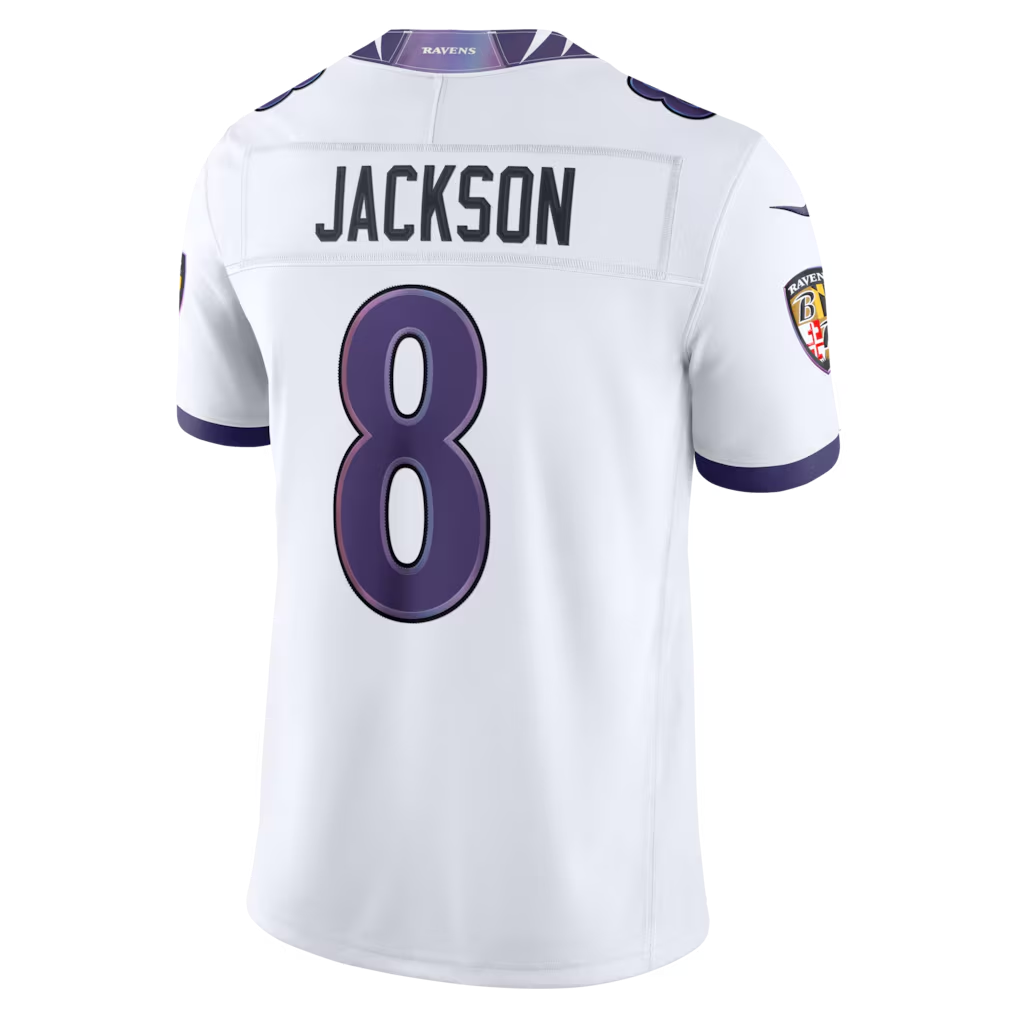 Fenge B.Ravens #8 Lamar Jackson White Vapor F.U.S.E. Stitched Limited Jerseys