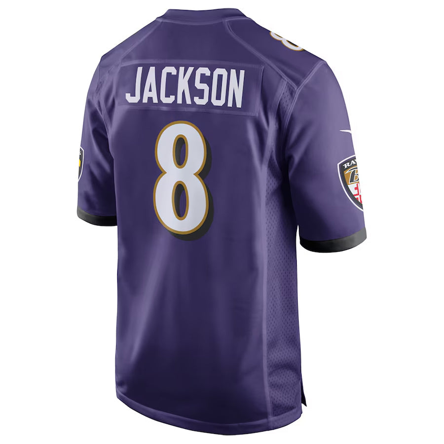Fenge B.Ravens #8 Lamar Jackson Player Purple Game Stitched Jerseys