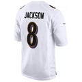 Fenge B.Ravens #8 Lamar Jackson Player White Fashion Replica  Stitched Jerseys