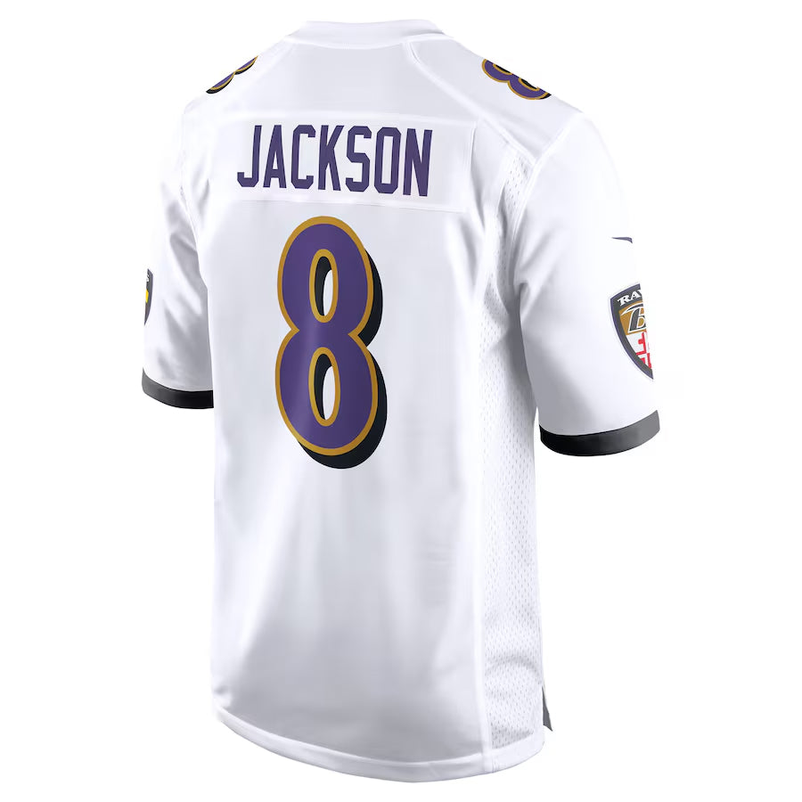 Fenge B.Ravens #8 Lamar Jackson Player White Game Stitched Jerseys
