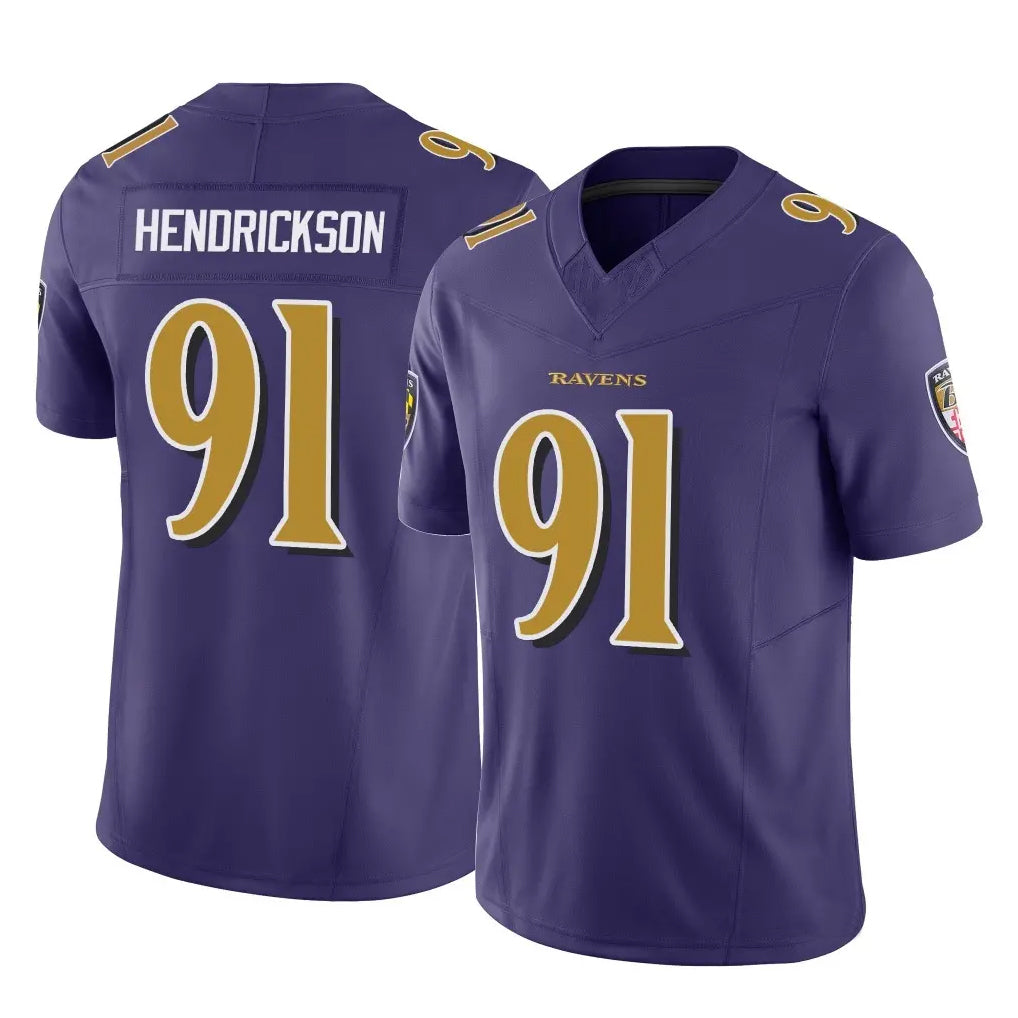 Fenge B.Ravens #91 Trey Hendrickson Player Purple Vapor F.U.S.E. Limited Game Stitched Jerseys